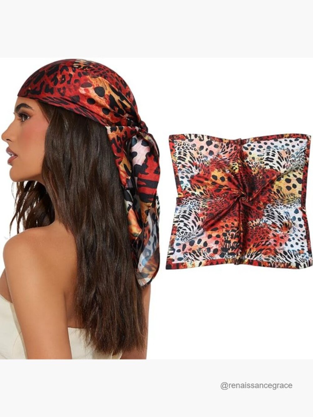 27.5" Square Satin Head Scarf Silk Bandana Head Wrap for Women
